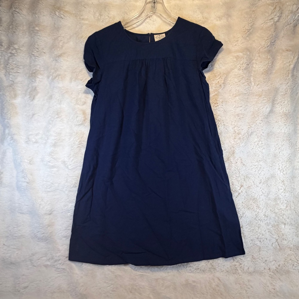 St Johns Bay Navy Blue Linen Blend Flutter Sleeve Shift‎ Dress Medium